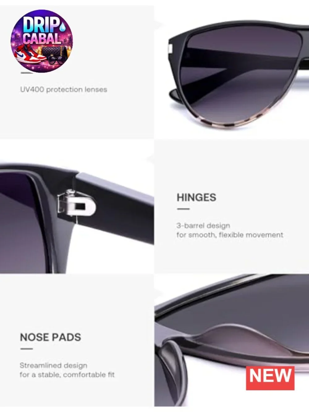 Oversized Square Aviator Sunglasses UV400 Protection Women Fashion Retro Shades